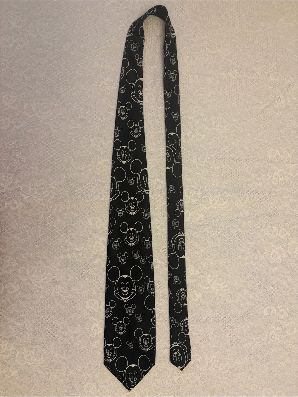 Vintage Disney Mickey Mouse Black & White Novelty Necktie